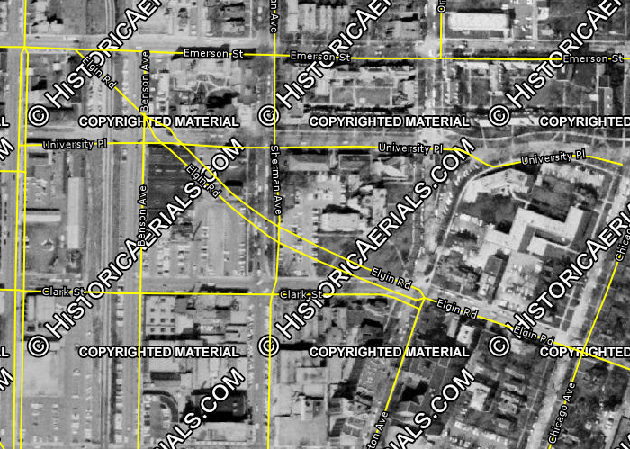 map of downtown Evanston's streetgrid